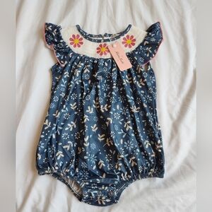 Floral Baby Romper with Ruffle Sleeves By Marie Nicole Size 18-24 Months